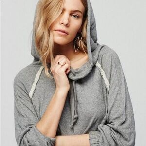 Free People Gray Kimmie Cowl Neck Hoodie